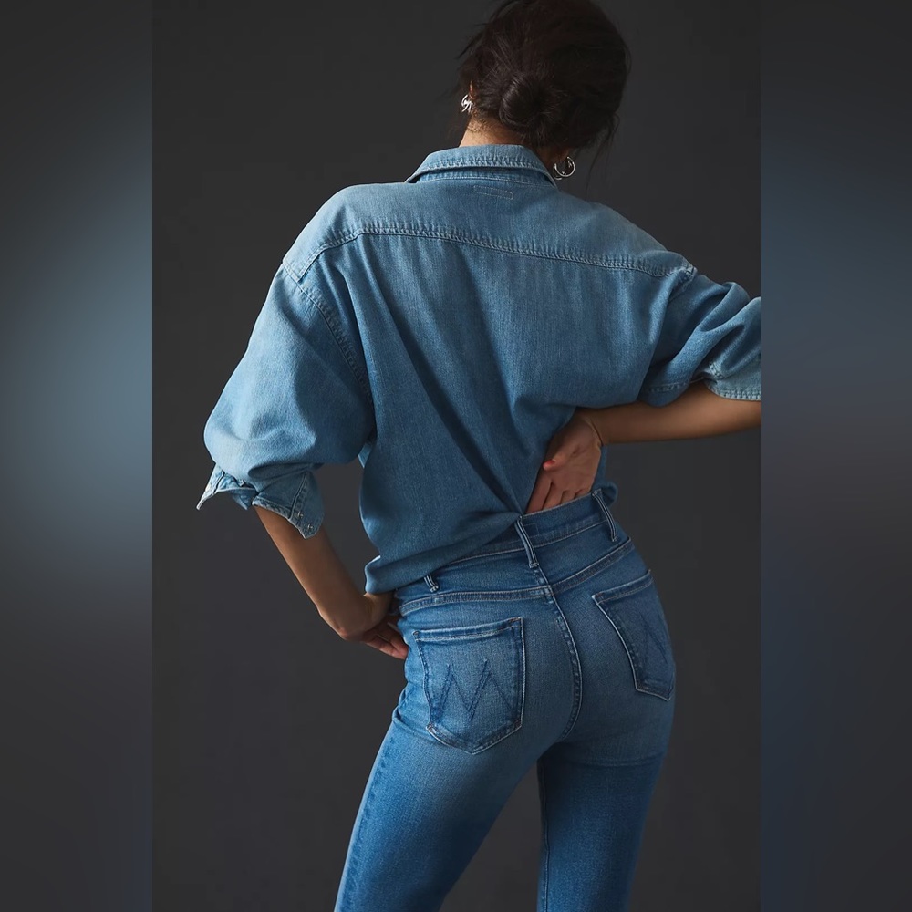 New MOTHER The Hustler High-Rise Ankle Fray Jeans in Layover!!🔥🔥🔥 - Picture 6 of 16